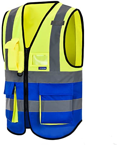 Gilet di Sicurezza Antinfortunistici Alta Visibilità con tasche Giacca da lavoro riflettente ad alta visibilità Gilet riflettente con cerniera