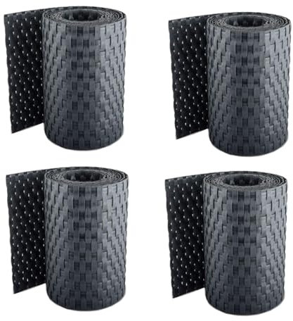 Sellon24 Lot de 4 bandes brise-vue en rotin - Aspect rotin - Pour clôture de natte - 255 x 19 cm (RD03_anthracite_4 pièces)