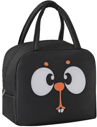 Pacchetti di Pranzo Isolati Cartola di Animali da Cartone Animato Thermo Bag Mini Film di Alluminio Bento-Bag Borsa per la Apesa Più Fresca Per il Viaggio per il Pranzo al Sacco a Scuola (Nero)
