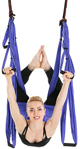 Cocoarm Anti-Schwerkraft-Aerial-Yoga-Fitness-Hängegriff-Inversionsschaukel-Hängematte mit Dickem Schaumstoffgriff, Höhenverstellbar 250 X 150 cm (Purple)