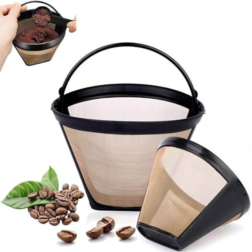 Reusable Coffee Filter Baskets 2PC, Cone Coffee Maker Filters Replacement Compatible with Ninja Coffee Machine, 8-12 Cup Coffee Filters for Cuisinart Coffee Maker Filter and Brewers