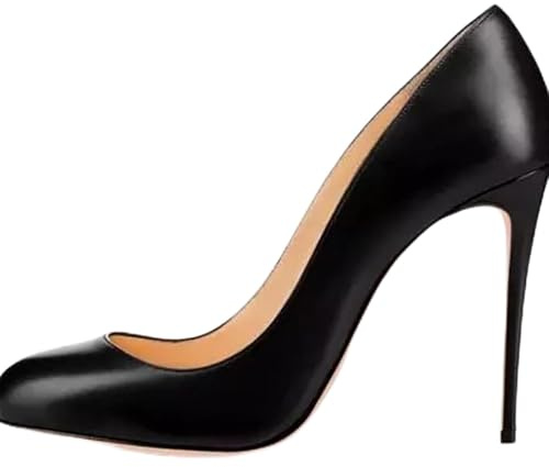 Escarpins à Talons Aiguilles Confortables à Bout Rond pour Femmes, Chaussures à Talons Hauts Simples de Couleur Unie pour fête de Mariage, Chaussures à Enfiler Basiques,Noir,40 EU