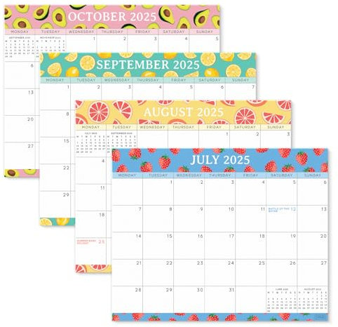 S&O Fresh Fruity Magnetic Fridge Calendar from July 2025-Dec 2026 - Tear-Off Refrigerator Calendar to Track Events & Appointments - 18 Month Magnetic Planner for Fridge for Easy Planning-8x10 in.