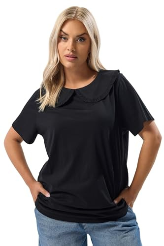 Yours Curve Black Frill Collar Top - Women's - Plus Size Curve