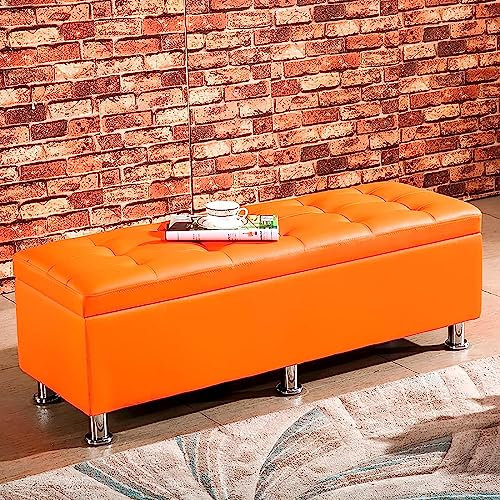 GJMSSMY Panca Contenitore Rettangolare, Panca per Scarpe da Ingresso, poggiapiedi Imbottito in Similpelle, Pouf Contenitore, panche Moderne per Soggiorno, Camera da Letto, Baule portaoggetti-B 100x4