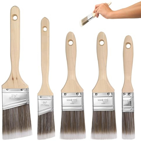 Aoyfuwell Juego de 5 pinceles de pintura para madera, para decoración, pintura brillante, pintura de casa, corrección, marco de ventana, valla, pared, muebles