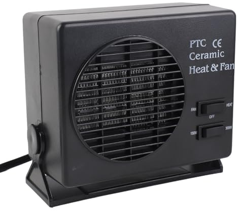 Eacam Riscaldatore per Auto Portatile in Ceramica 12V 300W e Sbrinatore per Riscaldamento del Veicolo, Mantiene Caldo D'inverno e Fresco D'estate, Staffa di Montaggio Regolabile per