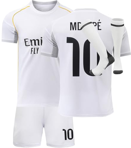 Soft Gardin 2025/2026 No #10 Home Football Soccer Jersey/Shorts Socks Gift Set Youth Sizes (White, 26).