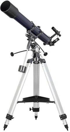 Levenhuk New Skyline PLUS 90/900 EQ2 Teleskop för Vuxna, T-gänga för DSLR | Akromatisk Refraktor med EQ2 Ekvatorialmontering, Justerbart Stativ, för Astrofotografering, Deep Sky Observation