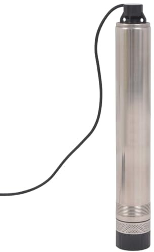 GeenYuu Pompa per pozzi profondi in acciaio inox, 1000 W, con portata di 55 m, potenza 5200 l/h, attacco G1, cavo da 20 m, per fontane, cisterna, irrigazione del giardino e impianto idrico domestico