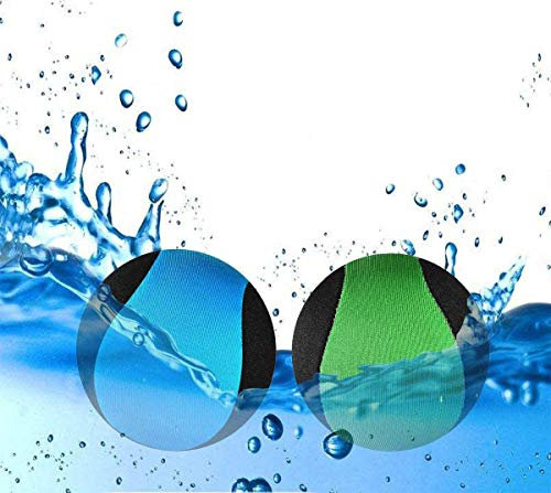 MAKFORT 2 Stück Wasserball Wasser Flummi Springender Ball auf Wasser Für Jugendliche und Erwachsene Schnelltrocknender Lycra-Bezug Ball (Blau+Grün)