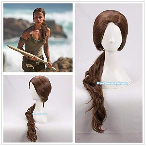 Lara Croft Perücke Schatten Des Grabes Raider Lara Croft Perücke 70Cm Lockiges es Kunsthaar Alicia Vikander Rollenspiel Kostüme Requisiten