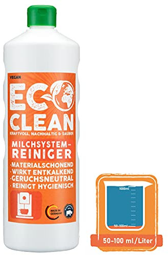 Eco Clean Milchsystemreiniger 1 Liter | Reinigungskonzentrat für Kaffeevollautomaten und Milchaufschäumer | Milchschaumreiniger entfernt Milchrückstände | Reinigungsflüssigkeit für alle Marken