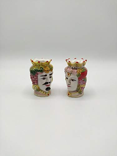 JS Coppia Teste di Moro in Ceramica Misura 8,5 X 8 CM