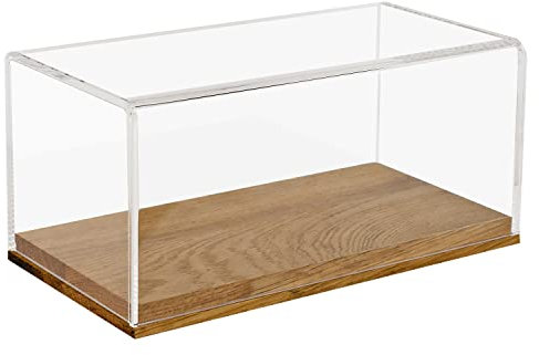 HMF 46871 - Vitrina acrílica con Base de Madera para Modelos de Coche, 24 x 12 x 11 cm, Transparente