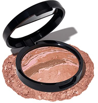 LAURA GELLER NEW YORK Baked Blush-n-Bronze Marbleized 2-in-1 Sculpting Bronzer Blush - Contour Face with a Radiant Flush (102 Ginger Bronze)