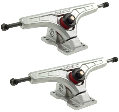 Arsenal Longboard Trucks, 180mm 50°, Flippable Hanger, Silver, Set of 2