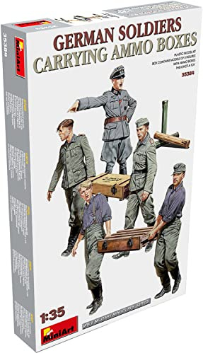 MiniArt 35384 1:35 Fig. Dt. Soldaten m. Mun.-Kisten(5) - originalgetreue Nachbildung, Modellbau, Plastik Bausatz, Basteln, Hobby, Kleben, Modellbausatz, Zusammenbauen, unlackiert