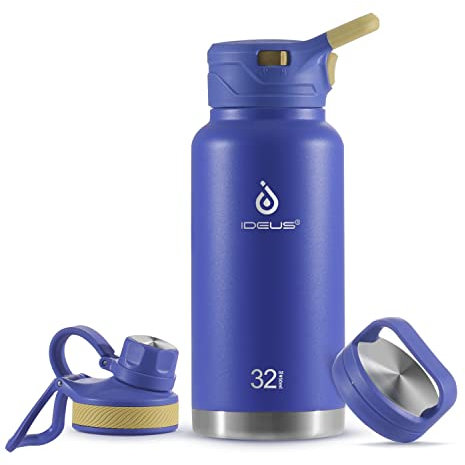 IDEUS Vakuumisolierte Wasserflasche, 32oz (950 ml) Edelstahl Doppelwand Flasche Metall Sport Kantine mit auslaufsicherem Schraubverschluss (Lila)