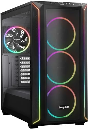 be quiet! Shadow Base 800 FX Black PC-Gehäuse, Light Wings 140mm PWM Lüfter, ARGB-Beleuchtung, USB 3.2 Gen. 2 Type C, Airflow, Open-Mesh, E-ATX Mainboard, 420mm Radiatoren, Glasseitenteil