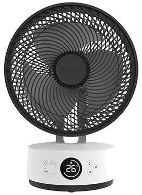 MEACO MeacoFan Sefte® Tischventilator - 10 Luftumwälzer mit 12 Geschwindigkeiten - Horizontale und vertikale Oszillation - 3 Oszillationsbereiche - Ultraleise, ferngesteuerte Kühlung, Schwarz