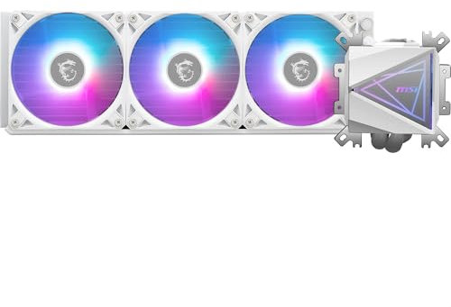 MSI MAG CORELIQUID I360 WHITE AIO CPU Wasserkühlung - Vergrößerte Kupferkühlplatte, ARGB & LDB Lüfter, Zweikammer-Wasserblock, Split-Flow Radiator, unterstützt Intel & AMD Sockel