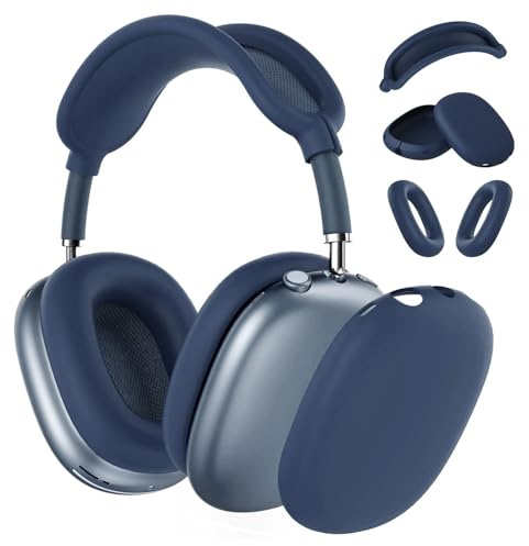 MMOBIEL Custodia in Silicone per AirPods Max Cuffie Custodia in Silicone per Cuscinetti Auricolari, Copri i Padiglioni Auricolari, Copri Fascia – Protezione Morbido Antigraffio - Blu