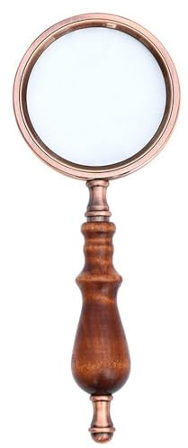 Lab Microscope Accessories Handheld Wooden Magnifying Glass Vintage 10X Magnifier for Reading Books Newspaper Portable Large Eldery Reading Loupe Gift Magnifier