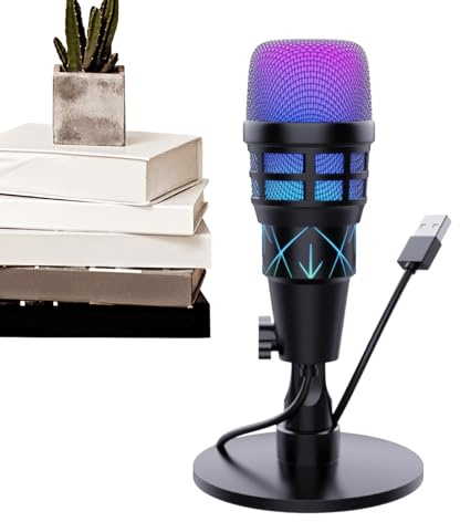Micrófono de transmisión de PC USB | Control micros con reducción de ruido | RGB Micrófono de la oficina para Karaoke Games Podcast de grabación de estudio de grabación transmitida en win-dow