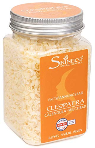 Skineco Cleopatra, additivo per il bagno sostenibile con calendula e latte di capra, bagno di benessere per pelli sensibili, bagno rilassante, bagno di cura, cosmetico naturale fatto a mano