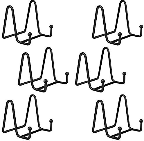 Porte Assiette Chevalet Support Presentoir - 6 Pièces Metal Support Assiette Decorative - Support Cadre Photo de Table - Présentoir de Fer pour Plaque | Livre Cuisine | Carte Postale - Noir - 7,6 cm