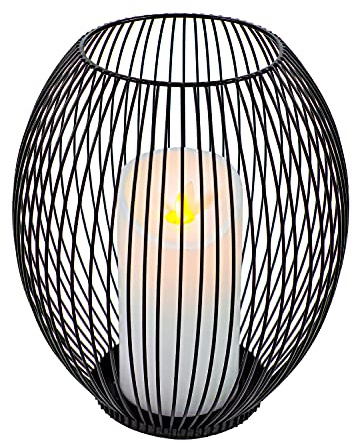 OLEEK Small Outdoor Candle Holders for Patio - Pillar Candle Holder - Black Wire Candle Holder for Table Centerpiece - Iron Lantern Decorative Candles - Farmhouse Decor Fireplace Metal Candle Holders