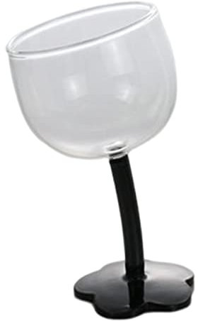 Duiaynke El vaso de vidrio con borde de copa es suave y la base es estable, copas multiusos, copa de vino, cuenco de postre, hermosa copa de vino (lisa)