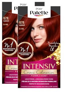 POLY PALETTE Intensiv Creme Coloration 6-88/678 Rubinrot Stufe 3 (2 x 115 ml), permanente Coloration für bis zu 8 Wochen intensiven Farbglanz & 100% Grauabdeckung