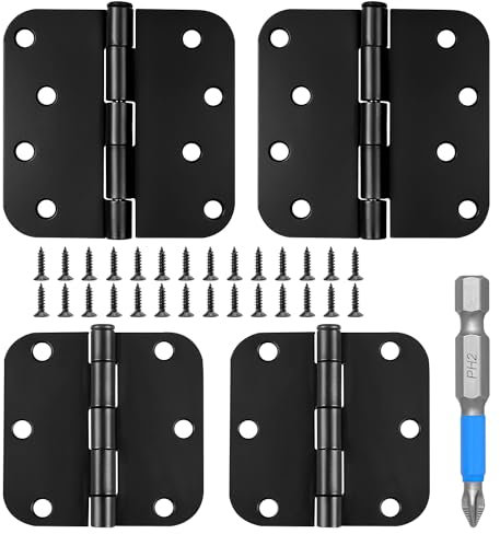 Mattschwarze Scharniere Schwerlast Scharniere Klappbar Scharnier Schwarz 4Stk Metall Türscharnier Scharnierband mit 28 Stück Schrauben für Türen Fenster Schränke