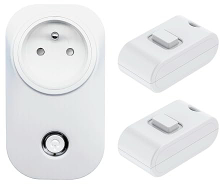 Prises télécommandées, prise télécommandée cinétique ECO-NEWLEAF, prise sans fil 13 A avec télécommande auto-alimentée pour appareils électroménagers, portée de fonctionnement de 20 m (Pack of 2)