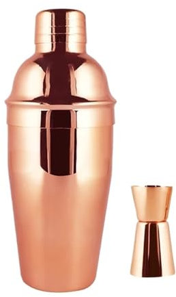 Cocktailshakers Black/Rose Gold Cocktail Shaker Med Jigger 15/30ml Och Cocktail Recept,Martini Mixer Bartender Bar Tools Cocktail shaker set(RG550ml15l30ml)