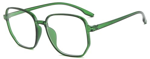 Blue Light Blocking Glasses Oversized Fashion Blue Light Glasses for Women Anti Eyestrain & UV Protection Computer Eyeglasses [Green Frame]