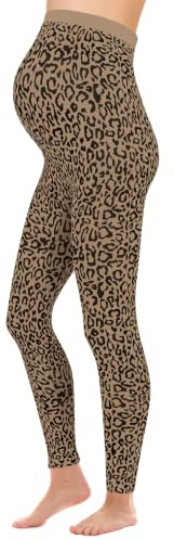 Hjärtmor mammaleggings Leo – gravidleggings med mönster – leopard – hög midja – 1950, Lejon beige, L-XL