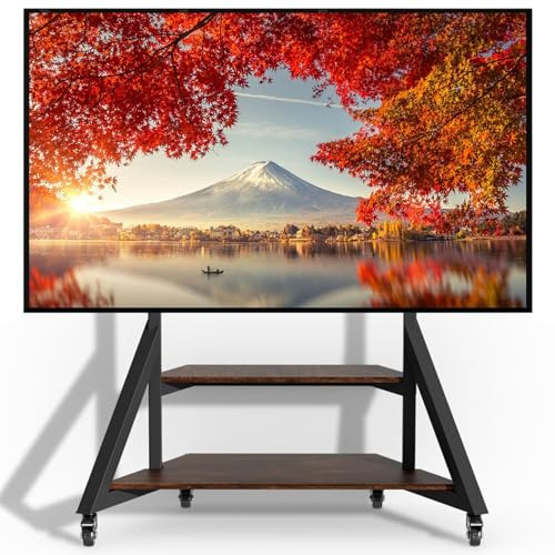 Bananaww Portable Mobile TV Stand on Wheels - Tall Riser Tv Floor Stand on Rolling, Tv Bracket 110 Lbs Max Load, Universal Tv Stand for 32 50 60 75 Inch TV - tv trolley stand