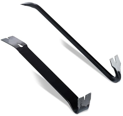Relaxdays Juego de 2 Piezas, Barra de Palanca y Extractor de Clavos, desmontaje, Acero, Negro, 2.5 x 45 x 1.5 cm