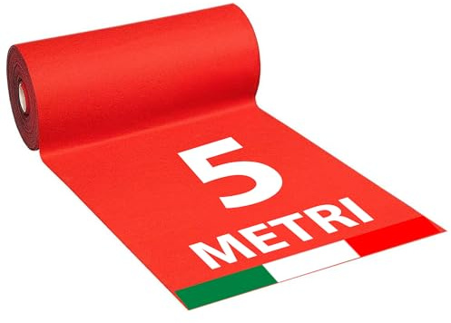 SOLEILUX 1mt x 5mt Passatoia Rossa Natalizia Tappeto ROSSO Feltro rosso natale chiesa matrimonio negozio - Prodotto italiano