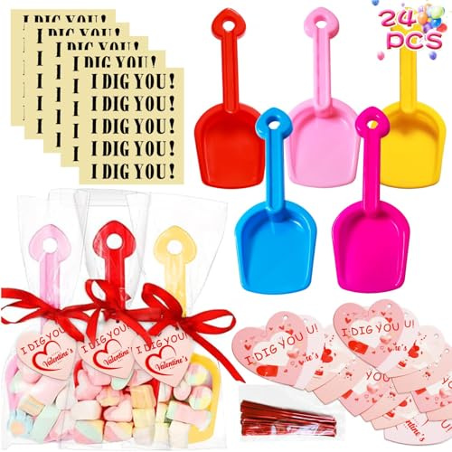 ZYCEHO 24 Pack Beach Shovels for Kids - Heavy Duty Plastic Beach Toys Small Shovel Set, Sand Garden Digging Tools for Toddlers Adults, Winter Summer Outdoor Play Spade Scoop Trowel Accessories