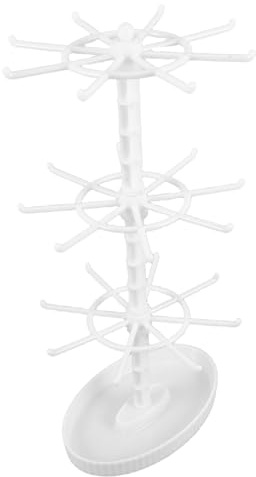 DEARMAMY Espositore Porta Gioielli Girevole a 3 Livelli in Plastica Bianca, Organizer Moderno e Salvaspazio per Collane e Braccialetti, per Camere da Letto e Casa