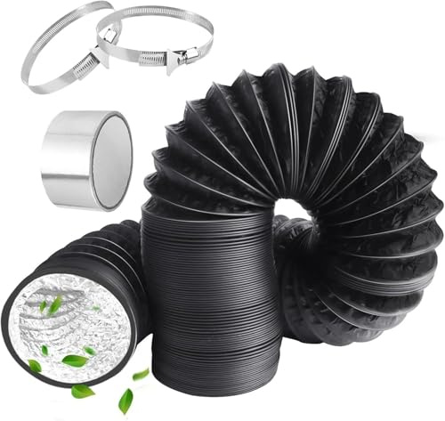 Frogetu 80mm Tubo Flessibile di Ventilazione 3m in Alluminio e PVC con 2 Fascette Stringitubo e Nastro Adesivo per Aria Condizionata, Asciugatrice, Cappa Aspirante e Ventilatore di Scarico