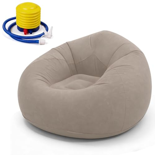Zinueen Divano gonfiabile e poltrona, pouf gonfiabile, comodo divano pieghevole per soggiorno, campeggio e giardino, gonfiabile e lavabile, poltrona singola per relax e tempo libero (caffè)