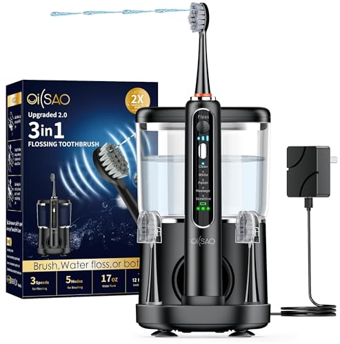 Electric Toothbrush with Water Flosser Combo,Sonic Flossing Toothbrush, Bl