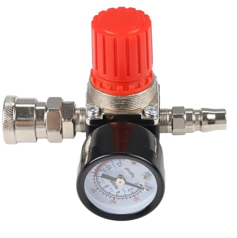 Besttoolifes 1/4 Zoll Luftdruckregler für Luftkompressor, Metall Druckminderer Ventil mit 175 PSI Manometer, kompatibel mit pneumatischen Systemen - Drei- oder (Vier Löcher 2)