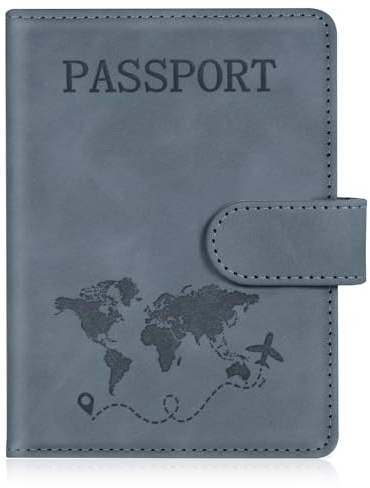 AOOTE Funda para Pasaporte de Cuero de PU,Porta Pasaporte con Bloqueo RFID,Viajes Accesorios Unisex para Pasaportes Tarjetas Crédito Funda Tarjeta Identific