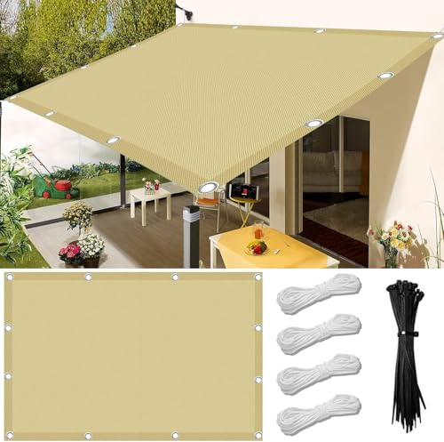 Sonnensegel Wasserdicht Rechteckig mit Ösen,Sonnensegel Rechteck 1.5x2m,Sonnenschutz Windschutz,inkl Befestigungsseile,Markisenstoff 95% UV Schutz,für Garten Balkon Terrasse